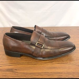 Kenneth Cole C-Hill E Pepper Dress Shoes Brown Strap Leather 9 M Loafer Slip On